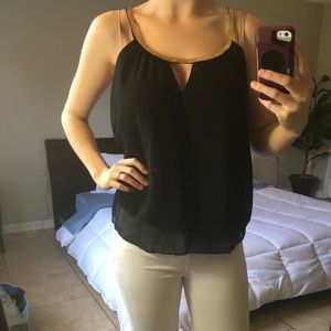 Rue21 black shirt gold metal straps